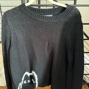 Wooden Ships Black Sweater with Cat Design